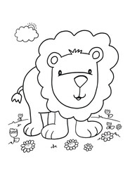 Lion Mignon Safari Animal Coloriage Illustration Vectorielle Art