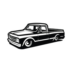 Classic Lowered Pickup Truck Vector Isolated