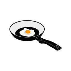 Fried egg in a pan vector graphics