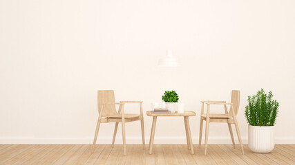 Living room or dining room in home or restaurant - Interior Design for artwork - 3D Rendering