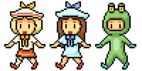 pixel art young girl kindergarten