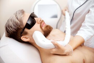 Procedure epilation hair for man face laser mustache and beard