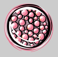 Blush ball balloons realistic pink vector illustration. Decorative cosmetics for beauty. Illustration in the style of a fashion sketch by hand. Vector.