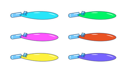 A set of broken test tubes with liquid. Isolated image in jpeg format.