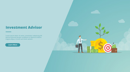 investment advisor concept for website landing homepage template banner or slide presentation cover