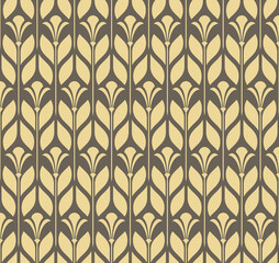 Flower geometric pattern. Seamless vector background. Gold and gray ornament