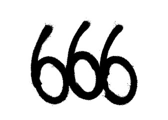 Sprayed 666 font graffiti with overspray in black over white. Vector illustration.