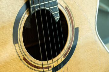 close up of acoustic guitar