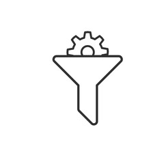 Filter icon with gear. app, UI. Stock Vector illustration isolated on white background.