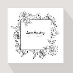 sketch flowers square frame