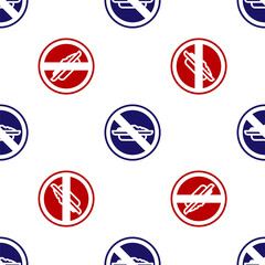 Blue and red Food no diet icon isolated seamless pattern on white background. Healing hunger. Vector
