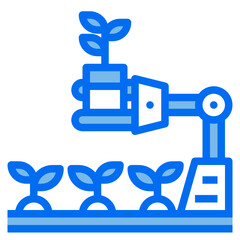 robot blue line icon
