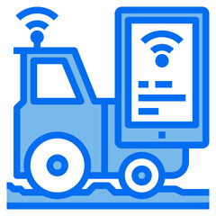 tractor blue line icon