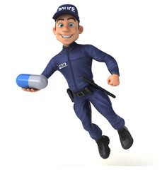 Fun 3D illustration of a cartoon Police Officer