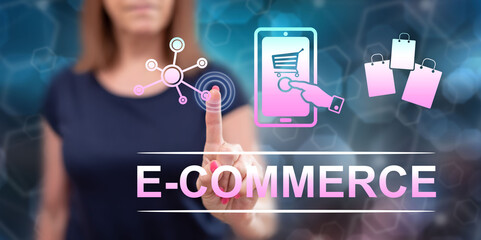 Woman touching an e-commerce concept
