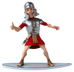 Obraz premium Fun 3D cartoon roman soldier surfing