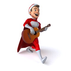 Fun 3D illustration of a fun super santa claus