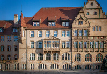 Fototapeta premium BIELEFELD, GERMANY. JUNE 12, 2021. View of beautiful facade of old traditional architecture.