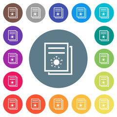 Covid documentation flat white icons on round color backgrounds