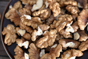 Plate full of walnuts