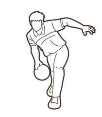 Male Player Bowling Sport  Bowler Action Cartoon Graphic Vector