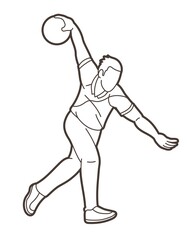 Male Player Bowling Sport  Bowler Action Cartoon Graphic Vector