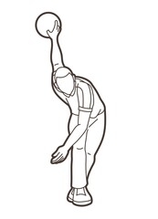 Male Player Bowling Sport  Bowler Action Cartoon Graphic Vector