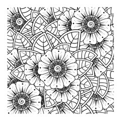 Mehndi flower for henna, mehndi, tattoo, decoration. decorative ornament in ethnic oriental style. doodle ornament. outline hand draw illustration. coloring book page.