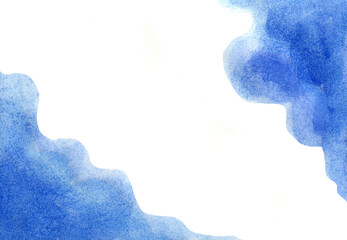 hand drawn abstract blue watercolor background with space