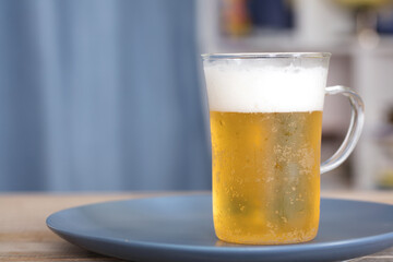 Summer cold beer on the plate