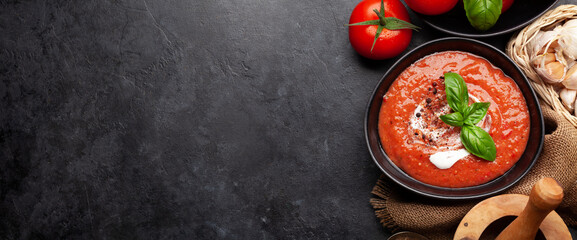 Homemade cooking cold gazpacho soup