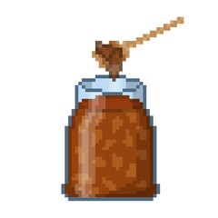 Bottle of food container pixel art illustration concept icon