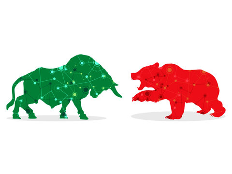 bull and bear market. concept of stock market exchange or financial. vector illustration
