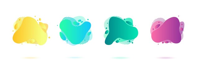 Abstract dynamic gradient graphic elements in modern style. Banners with flowing liquid shapes, amoeba forms.