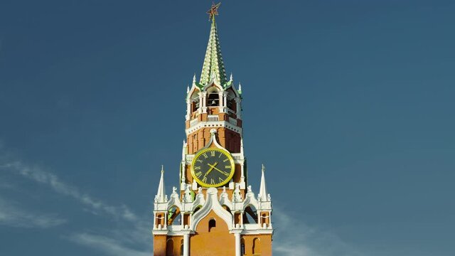 hyper lapse of Kremlin clock, Spasskaya Tower, Moscow, Russia