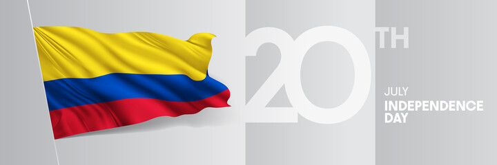 Colombia happy independence day greeting card, banner vector illustration