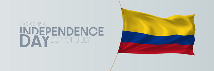 Colombia independence day vector banner, greeting card