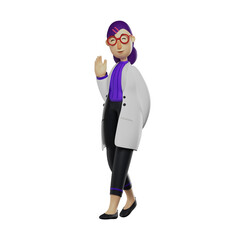 Cute Female Doctor 3D Cartoon Design waving hand