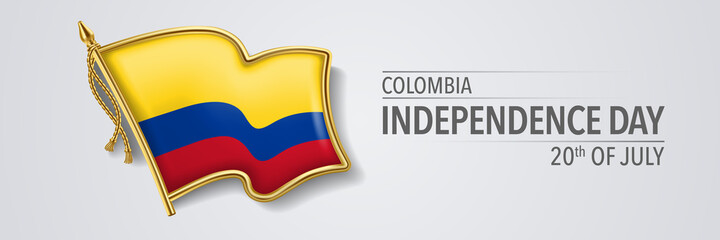 Colombia happy independence day greeting card, banner with template text vector illustration