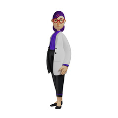 Charismatic 3D Female Doctor Cartoon Illustration wearing red glasses