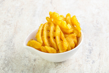 Fried potato slice in the bowl