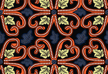 Indonesian batik motifs with very distinctive plant patterns