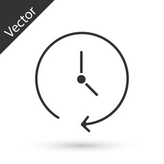 Grey Clock icon isolated on white background. Time symbol. Vector