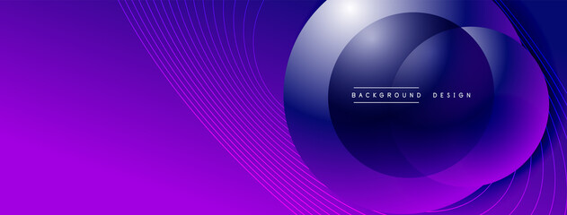 Naklejka na ściany i meble Gradient circles with shadows. Vector techno abstract background. Modern overlapping forms wallpaper background, design template