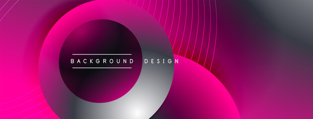 Fototapeta premium Gradient circles with shadows. Vector techno abstract background. Modern overlapping forms wallpaper background, design template