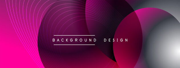 Gradient circles with shadows. Vector techno abstract background. Modern overlapping forms wallpaper background, design template