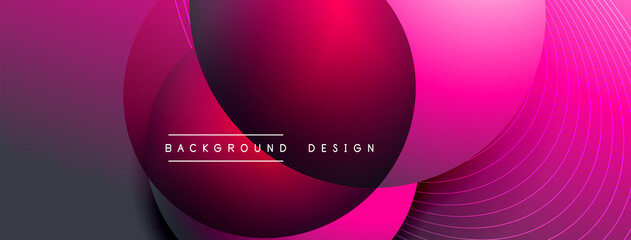 Obraz na płótnie Canvas Gradient circles with shadows. Vector techno abstract background. Modern overlapping forms wallpaper background, design template