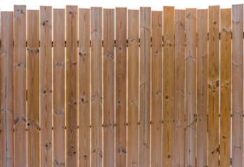 Wooden fence isolated from white background. It made of wood lumbers or timbers.