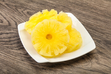 Sweet pineapple rings in the bowl