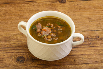 Lentil soup with chicken and vegetables